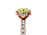 Rose gold Fancy Yellow Round Cut Diamond Solitaire Ring with Round  Pavé Band and Four-Prong Setting_41