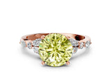 Rose gold Fancy Yellow Round Cut Diamond Solitaire Ring with Side Stones and Four-Prong Setting_16