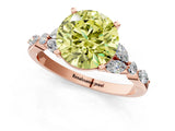 Rose gold Fancy Yellow Round Cut Diamond Solitaire Ring with Side Stones and Four-Prong Setting_17