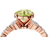 Rose gold Fancy Yellow Round Cut Diamond Solitaire Ring with Side Stones and Four-Prong Setting_20