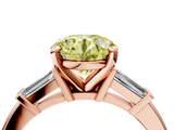 Rose gold Fancy Yellow Round  Cut Diamond Solitaire Ring with Tapered Baguette Accents and Four-Prong Setting_4