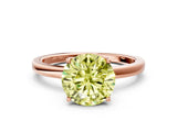 Rose gold Fancy Yellow Round Cut Diamond Solitaire Ring with Thin Band and Prong Setting_12