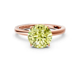 Rose gold Fancy Yellow Round Cut Diamond Solitaire Ring with Thin Band and Prong Setting_24