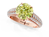Rose gold Fancy Yellow Round Cut Diamond Solitaire Ring with Three-Row Pavé Band and Four-Prong Setting_18
