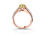 Rose gold Fancy Yellow Round Cut Diamond Solitaire Ring with Three-Row Pavé Band and Four-Prong Setting_20