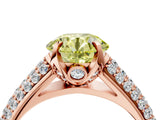 Rose gold Fancy Yellow Round Cut Diamond Solitaire Ring with Three-Row Pavé Band and Four-Prong Setting_21