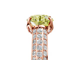 Rose gold Fancy Yellow Round Cut Diamond Solitaire Ring with Three-Row Pavé Band and Four-Prong Setting_22