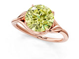 Rose gold Fancy Yellow Round Cut Diamond Solitaire Ring with Twist Band and Four-Prong Setting_30
