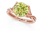 Rose gold Fancy Yellow Round Cut Diamond Solitaire Twist Band Prong Setting Ring_56