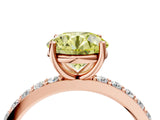 Rose gold Fancy Yellow Round  Cut Diamond Solitaire with Pave Band and Four-Prong Setting 10