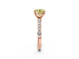 Rose gold Fancy Yellow Round  Cut Diamond Solitaire with Pave Band and Four-Prong Setting 5
