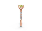 Rose gold Fancy Yellow Round  Cut Diamond Solitaire with Pave Band and Four-Prong Setting 6