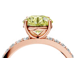 Rose gold Fancy Yellow Round  Cut Diamond Solitaire with Pave Band and Four-Prong Setting 9