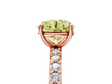 Rose gold Fancy Yellow Round  Cut Diamond Solitaire with Pave Band and Four-Prong Setting