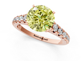 Rose gold Fancy Yellow Round  Cut Diamond Solitaire with Pave Band and Four-Prong Setting_1
