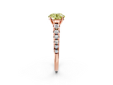 Rose gold Fancy Yellow Round  Cut Diamond Solitaire with Pave Band and Four-Prong Setting_2