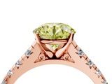 Rose gold Fancy Yellow Round  Cut Diamond Solitaire with Pave Band and Four-Prong Setting_4