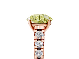 Rose gold Fancy Yellow Round  Cut Diamond Solitaire with Pave Band and Four-Prong Setting_5