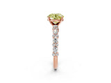 Rose gold Fancy Yellow Round Cut Diamond Solitaire with Side Stones, Pave Band, Four-Prong Setting_31