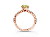Rose gold Fancy Yellow Round Cut Diamond Solitaire with Side Stones, Pave Band, Four-Prong Setting_32