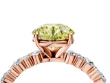 Rose gold Fancy Yellow Round Cut Diamond Solitaire with Side Stones, Pave Band, Four-Prong Setting_33