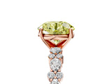 Rose gold Fancy Yellow Round Cut Diamond Solitaire with Side Stones, Pave Band, Four-Prong Setting_34