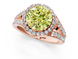 Rose gold Fancy Yellow Round Cut Diamond Split Shank Halo Ring with Four-Prong Setting_18