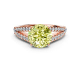 Rose gold Fancy Yellow Round Cut Diamond Split Shank Pavé Engagement Ring with Four-Prong Setting_16