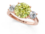 Rose gold Fancy Yellow Round Cut Diamond Three-Stone Engagement Ring with Prong Setting and Pavé Band_1