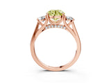 Rose gold Fancy Yellow Round Cut Diamond Three-Stone Engagement Ring with Prong Setting and Pavé Band_3