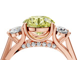 Rose gold Fancy Yellow Round Cut Diamond Three-Stone Engagement Ring with Prong Setting and Pavé Band_4