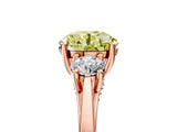 Rose gold Fancy Yellow Round Cut Diamond Three-Stone Engagement Ring with Prong Setting and Pavé Band_5