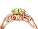 Rose gold Fancy Yellow Round Cut Diamond Three-Stone Ring with Pear Side Stones and Four-Prong Setting_50