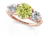 Rose gold Fancy Yellow Round Cut Diamond Three-Stone Ring with Prong Setting and Pavé Band_1