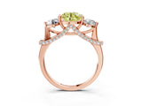 Rose gold Fancy Yellow Round Cut Diamond Three-Stone Ring with Prong Setting and Pavé Band_3