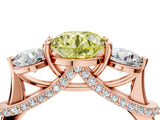 Rose gold Fancy Yellow Round Cut Diamond Three-Stone Ring with Prong Setting and Pavé Band_4