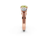 Rose gold Fancy Yellow Round Cut Diamond Three-Stone Ring with Prong Setting and Textured Band_2