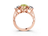 Rose gold Fancy Yellow Round Cut Diamond Three-Stone Ring with Prong Setting and Textured Band_3
