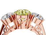 Rose gold Fancy Yellow Round Cut Diamond Three-Stone Ring with Prong Setting and Textured Band_4