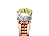Rose gold Fancy Yellow Round Cut Diamond Three-Stone Ring with Prong Setting and Textured Band_5