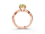 Rose gold Fancy Yellow Round  Cut Diamond Twist Band Solitaire with Prong Setting_3