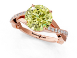 Rose gold Fancy Yellow Round  Cut Diamond Twisted Band Engagement Ring with Prong Setting_4