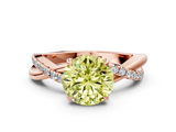 Rose gold Fancy Yellow Round  Cut Diamond Twisted Band with Pavé Setting and Four-Prong Setting