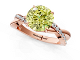 Rose gold Fancy Yellow Round  Cut Diamond Twisted Band with Pavé Setting and Four-Prong Setting_1