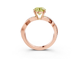 Rose gold Fancy Yellow Round  Cut Diamond Twisted Band with Pavé Setting and Four-Prong Setting_3
