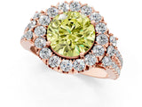 Rose gold Fancy Yellow Round  Cut Double Halo Diamond Engagement Ring with Pave Band and Four-Prong Setting 1