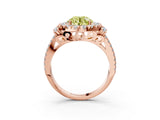 Rose gold Fancy Yellow Round  Cut Double Halo Diamond Engagement Ring with Pave Band and Four-Prong Setting 3