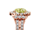 Rose gold Fancy Yellow Round  Cut Double Halo Diamond Engagement Ring with Pave Band and Four-Prong Setting 5