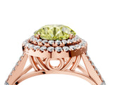 Rose gold Fancy Yellow Round  Cut Double Halo Split Shank Diamond Ring with Prong Setting_33