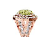Rose gold Fancy Yellow Round  Cut Double Halo Split Shank Diamond Ring with Prong Setting_34